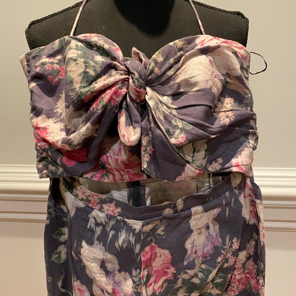 Zimmerman jumpsuit linen flower size 3 strapless